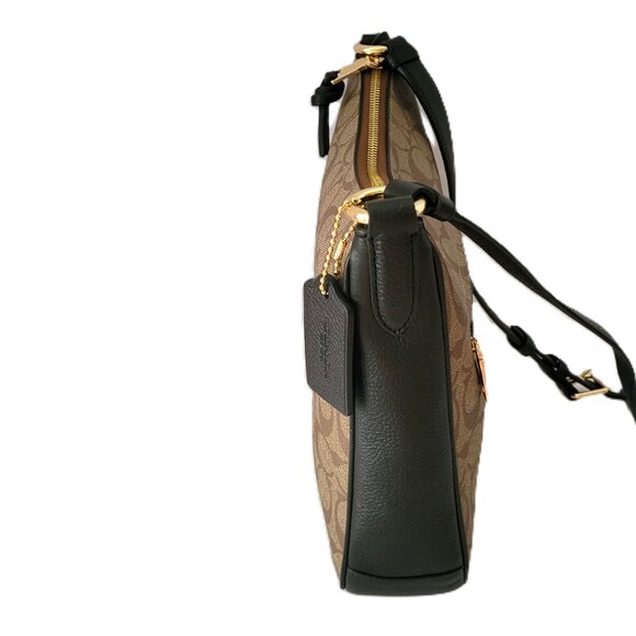 Coach C1649 Signature Ellie File Bag Crossbody Handbag Khaki Black - Picture 3 of 7